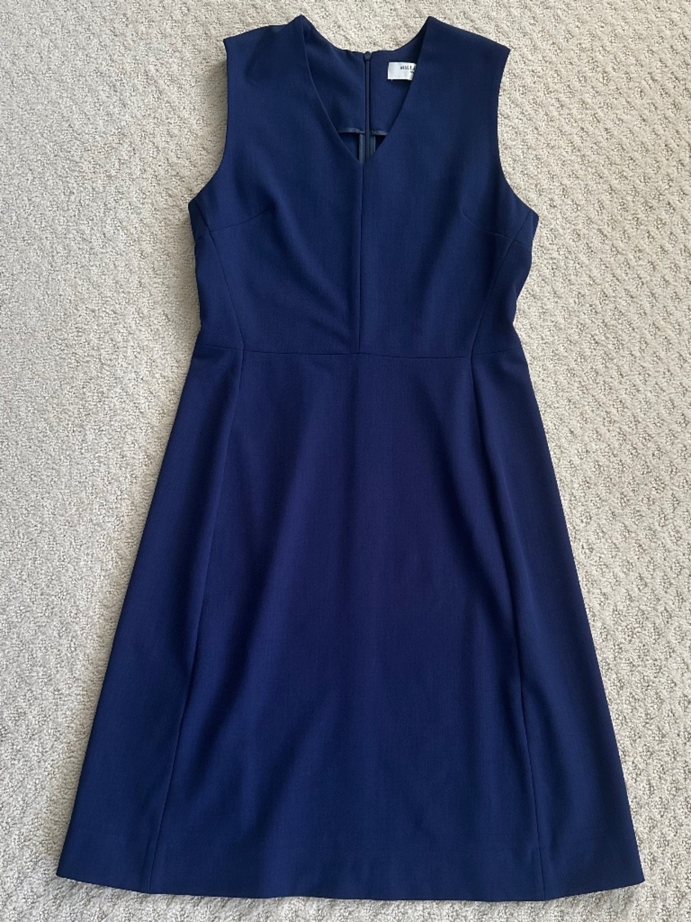 MM Lafleur Annie A-Line Sheath Dress Navy 10 Career Office Minimalist Classic - Picture 4 of 13